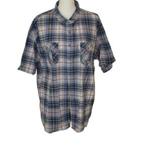 Vesse Button‎ Front Blue Plaid Shirt XXL